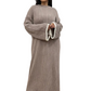 LUXE DIVA Women's Knitted Dress with Contrast Edge Knitted Dress Long