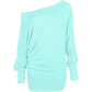 LUXE DIVA One Off-Shoulder Tops with Long Sleeves, Off Shoulder Batwing Jumper, Ladies Batwing Top in Black, Red, White Plus 21 Colors More UK