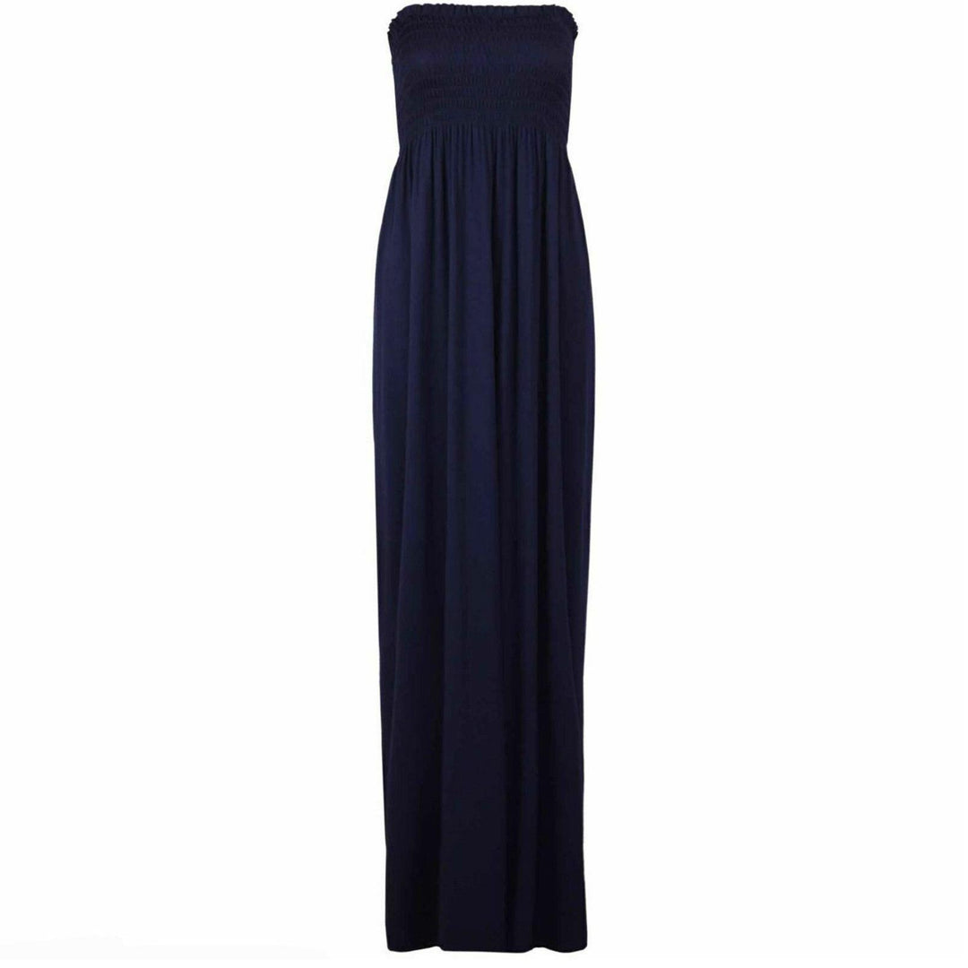 LUXE DIVA Plus Size Womens Printed Bandeau Strapless Shirred Ladies Long Maxi Dress Sleeveless Casual Summer Womenswear Fit Original Style