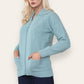 Women's Ladies Knitted Cable Zipper Collar 2 Pockets Zip All The Way Down 8-14