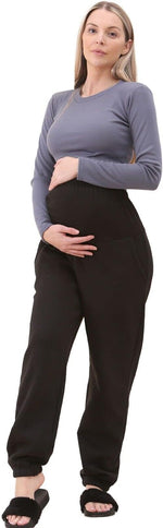 Load image into Gallery viewer, Women&#39;s Pregnancy Fleece Jogger Full Ankle Length Over The Bump Maternity Leggings Loose Casual Joggers Pregnant Pants for Belly Support UK
