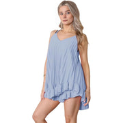 LUXE DIVA Womens Cami Pleated Frill Hem Top Matching Frill