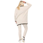 Load image into Gallery viewer, Womens Ladies Ribbed polo white stitch Lounge Wear Suit 2 Pcs Tracsuit JoggerSet
