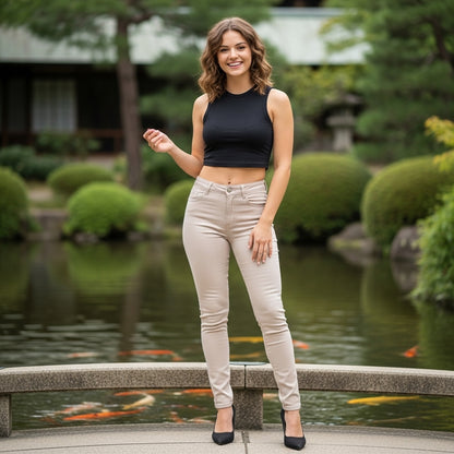 LUXE DIVA Women’s High-Waisted Skinny Jeggings – Stretchable Plain Black Denim Leggings with Pockets, Slim Fit Jeans Pants for Ladies & Girls, Size 8-22
