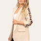 LUXE DIVA Ladies rouge leopard on sleeve Italien  blazer 2 front flap pockets