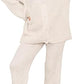 LUXE DIVA Women's Chunky Knit Cardigan Wide Leg Lounge Set