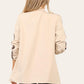 LUXE DIVA Ladies rouge leopard on sleeve Italien  blazer 2 front flap pockets