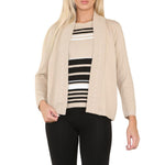 Load image into Gallery viewer, LUXE DIVA Ladies Short Sleeve New Twin Set Striped Crew Neck Knitted Cardigan Jumpers

