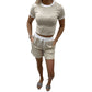 LUXEDIVA LADIES RIBBED CONTRAST CROP TOP SET