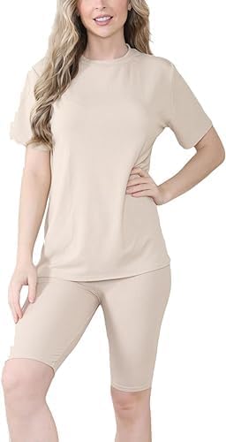 WomenÕs Ribbed Cycling Shorts & Oversized T_Shirt Ð Active Co_Ord Set