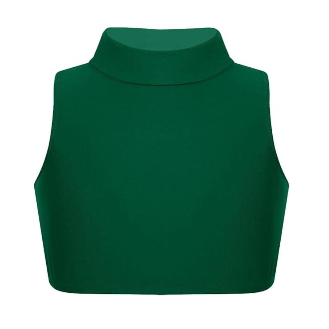 LUXE DIVA Girls Gymnastics Crop Tops – Kids Sleeveless Turtle Neck Crop Top for Dance, Yoga, Sports, Running – Plain Summer Vest Activewear for Girls Ages 5-13 Years