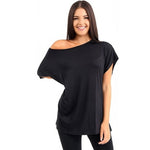 Load image into Gallery viewer, LUXE DIVA Women&#39;s Batwing Short Sleeve Off-Shoulder Top – Stylish Bardot Baggy T-Shirt
