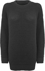 LUXE DIVA LADIES LONG KNITTED TUNIC JUMPER DRESS FISHERKNIT BAGGY LOOSE OVERSIZE FIT