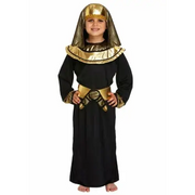 BLACK EGYPTIAN PHARAOH COSTUME BOYS KIDS FANCY DRESS OUTFIT