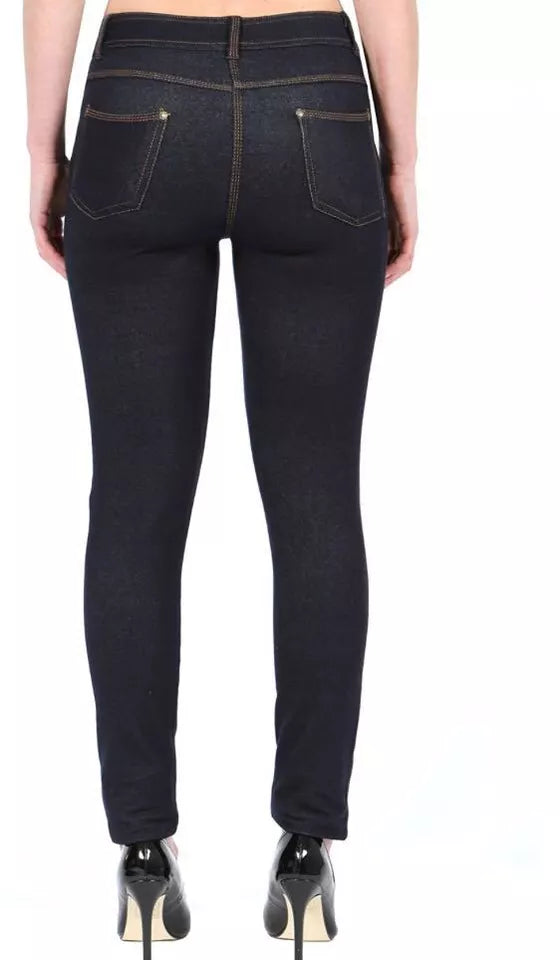 LUXE DIVA Ladies Women & Girls Stretch Denim Look Skinny Jeggings Leggings with Zip and Pockets UK Size 10-22