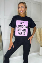 Load image into Gallery viewer, LUXE DIVA Ladies Short Sleeve Paris Print Oversized T-Shirt Top
