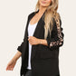 LUXE DIVA Ladies rouge leopard on sleeve Italien  blazer 2 front flap pockets