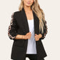 LUXE DIVA Ladies rouge leopard on sleeve Italien  blazer 2 front flap pockets