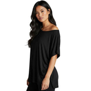 LUXE DIVA Women's Batwing Short Sleeve Off-Shoulder Top – Stylish Bardot Baggy T-Shirt