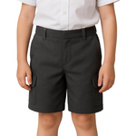 Load image into Gallery viewer, LUXE DIVA Boys School Uniform Cargo Shorts, Teflon-Coated Plain Elasticated Waist Boys Shorts with Zip and Clip Fastening, Black &amp; Grey Uniform Summer Short Pants, Ages 3-13 Years
