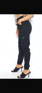 Load image into Gallery viewer, LUXE DIVA LADIES DRAWSTRING COMBAT SIDE POCKET PLAIN CUFF BOTTOM LEGGING / TRS
