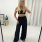 LUXEDIVA Womens Ladies Wide Leg Drawstring Palazzo Bottom Trouser Pant