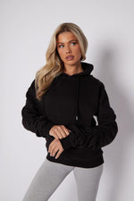 Load image into Gallery viewer, Ladies Ruched Sleeve Fleece Oversized Hooded Sweatshirt Hoodie Womens Top Jumper
