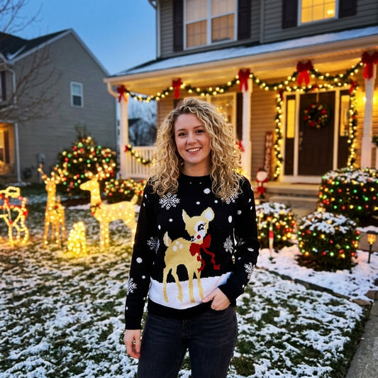 LUXE DIVA Women's Christmas Jumper Cute Reindeer