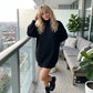 Women's Chunky Knitted Polo Neck Jumper Dress – Oversized Roll Neck Winter Sweater