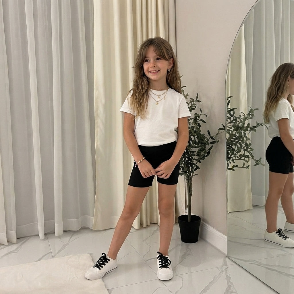LUXE DIVA Girls Microfiber Dance Shorts Stretchy Kids Dancewear Activewear Shorts