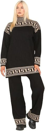 Load image into Gallery viewer, Ladies Long Sleeve High Neck Geometric Print Jumper Suit
