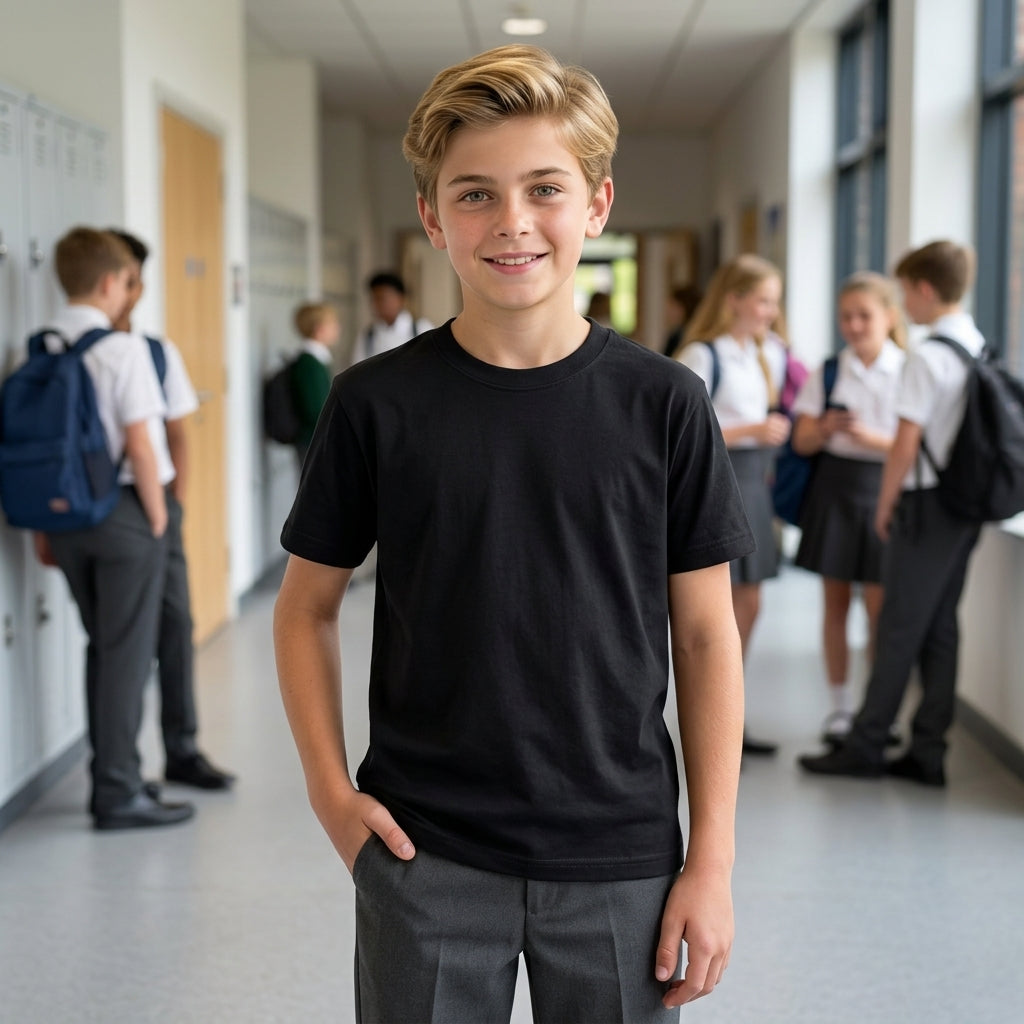LUXE DIVA Kids Plain T-Shirts Boys & Girls School PE Tops Ages 2–15 Years Pack of 1, 2 or 3