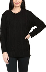 Load image into Gallery viewer, LUXE DIVA LADIES ROUND NECK LONG SLEEVE KNITTED JUMPER SELF PATTERN WITH DIAMOND ALL WAY DOWN CABLE KNIT
