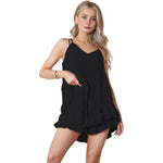 Load image into Gallery viewer, LUXE DIVA Womens Cami Pleated Frill Hem Top Matching Frill
