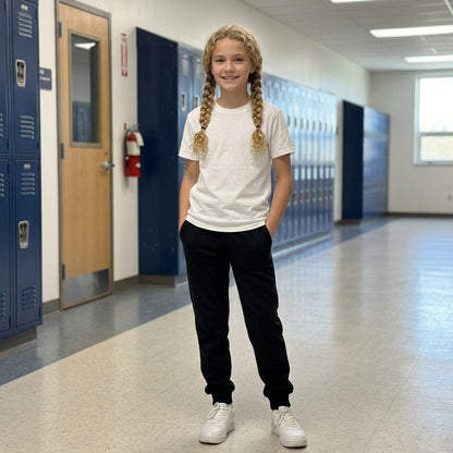 LUXE DIVA Girls Fleece Jogging Bottoms Kids PE Tracksuit Trousers School Sportswear