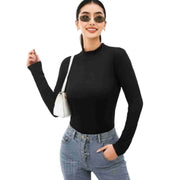 LUXE DIVA Bodysuit for Women Mock Turtle Neck Long Sleeve Tops Slim Fit Basic Stretch Soft Bodysuit Jumpsuit