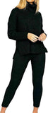 LUXE DIVA Women's Ribbed Polo Knit Set High Neck Lounge