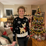 LUXE DIVA Men's Christmas Jumper – Cute Reindeer & Snowflake Knitted Xmas Sweater