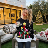 LUXE DIVA Ladies "Very Merry Christmas" Knitted Jumper Dress | Long Sleeve Festive Xmas Sweater