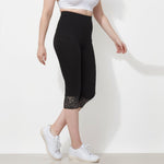 Load image into Gallery viewer, LUXE DIVA Women&#39;s Plus Size Lace Trim Capri Leggings Stretch Crop Leggings Summer Tights PantsS-3XL
