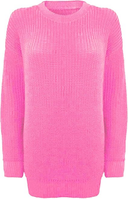 LUXE DIVA LADIES LONG KNITTED TUNIC JUMPER DRESS FISHERKNIT BAGGY LOOSE OVERSIZE FIT