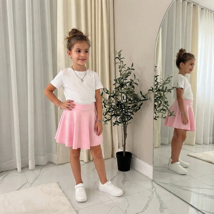 LUXE DIVA Girls Skater Skirt High Waisted Flared Mini Tutu Skirt Ages 5–14