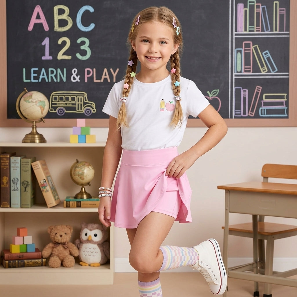 LUXE DIVA Girls Skort Skirt Shorts Kids School Summer Sports PE Dance