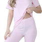 LUXE DIVA Ladies Women's Ribbed Cycling Shorts Oversized T-Shirt Active Gym Co ord Set New