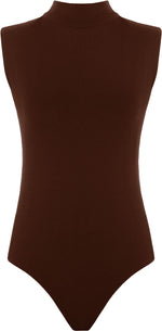 Load image into Gallery viewer, Womens Polo Turtle Neck Bodysuit Ladies Sleeveless Leotard Plain Stretchy Plunge Casual Party T-Shirt Top Sizes 8-14
