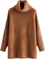 Load image into Gallery viewer, LUXE DIVA Women Chunky Knitted High Polo Roll Neck Baggy Oversized Winter Jumper Dress Top
