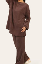 Load image into Gallery viewer, LUXE DIVA Crew Neck Wide Leg Trousers Loungewear Set Co-Ord
