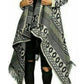 LUXE DIVA Ladies Women Long Sleeves Aztec Print Frill Waterfall Knitted Cardigan 8-16