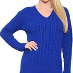 Load image into Gallery viewer, LUXE DIVA Women’s Long Sleeve V Neck Chunky Cable Knit Jumper for Ladies Casual Pullover Sweater for Women UK Size 8-22
