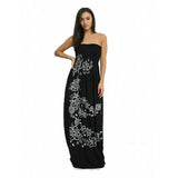 LUXE DIVA Womens Sleeveless Chunky Flower Printed Sheering Maxi Party Dress Sizes S-2XL